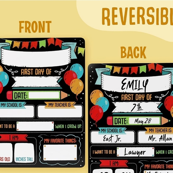 2pcs -First & Last Day of School Cardstock ChalkBoard Sign, 12" x 9" Double … - Picture 3 of 5